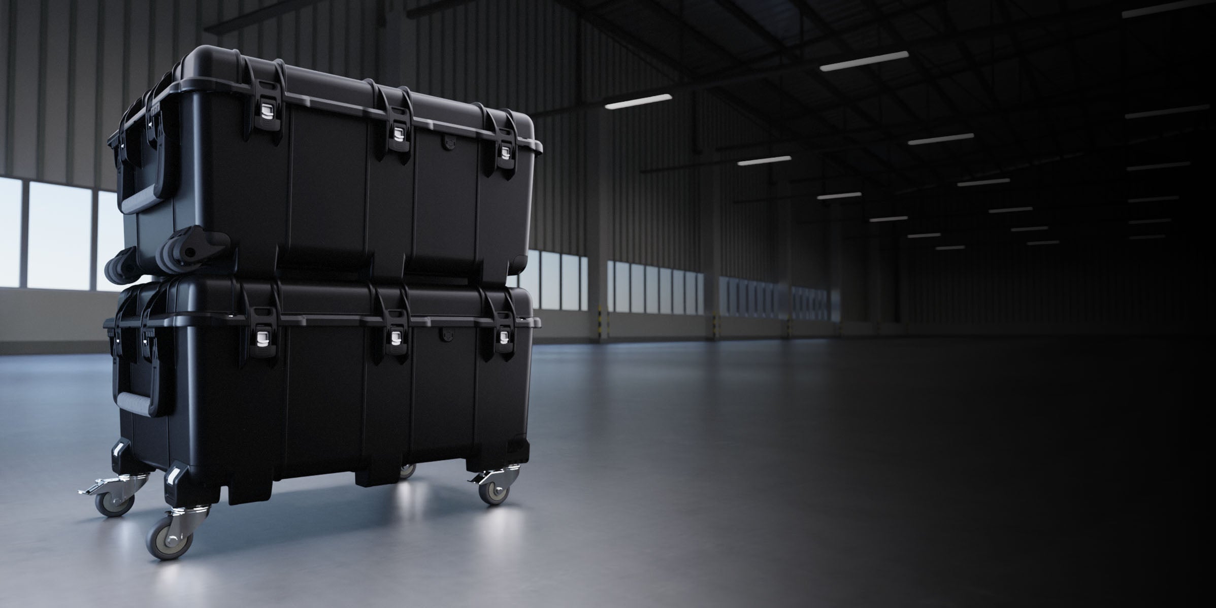 Photo de 2 NANUK 976 superposés dans un entrepôt