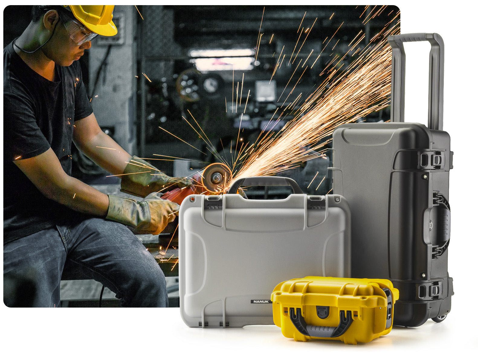 NANUK hard valises offre une protection supérieure pour les équipements de valeur, les pièces détachées, les outils et les trousses de premiers secours dans les environnements industriels, garantissant qu'ils restent à l'abri des chocs, des chutes et des conditions difficiles.