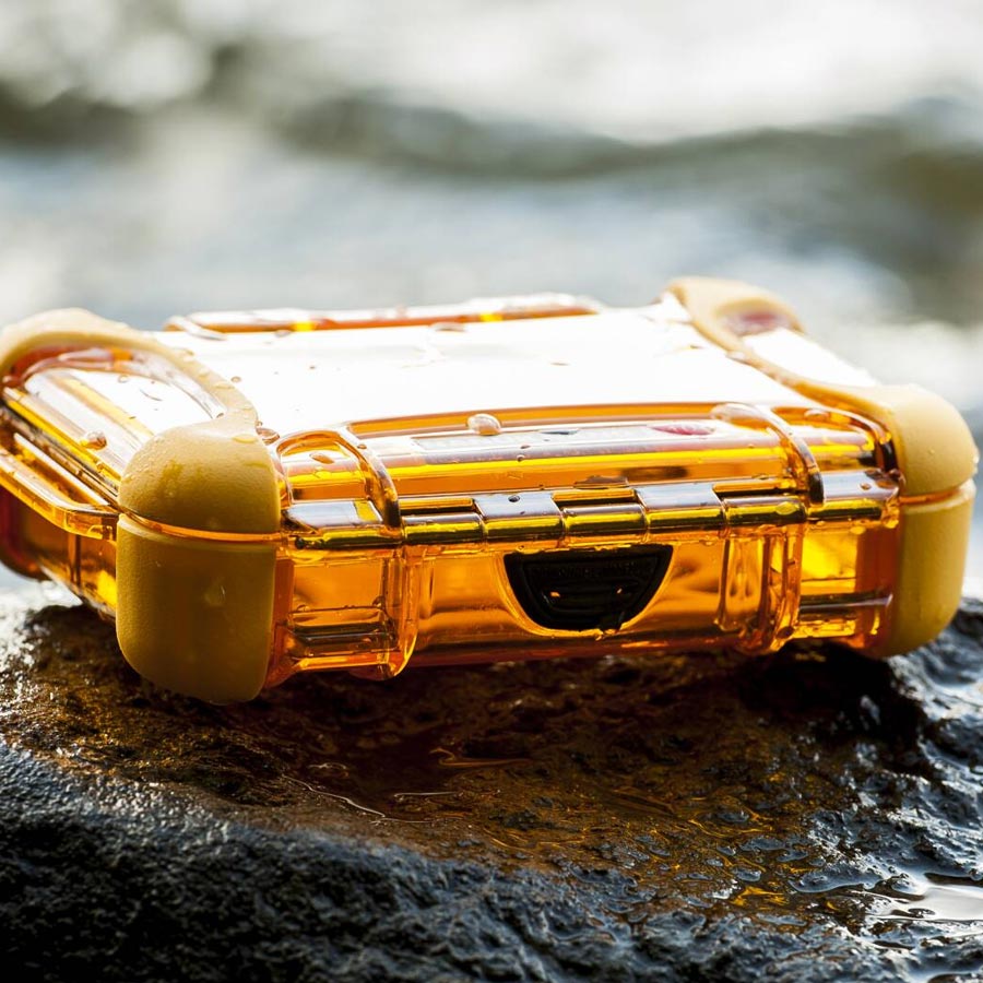 Nano case outside on a rock in the rain Nano case outside on a rock in the rain